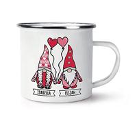 Personalised Gonk Gnome His & Hers Valentine's Enamel Mug Cup