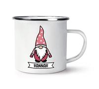 Personalised Gonk Gnome Pink Scandi Enamel Mug Cup