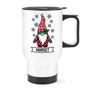 Personalised Gonk Gnome Red Santa Festive Christmas Travel Mug Cup with Handle