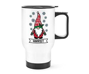 Personalised Gonk Gnome Red Santa Festive Christmas Travel Mug Cup with Handle