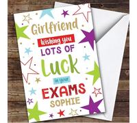 Personalised Good Luck In Exams Card For Girlfriend Bright Stars | Personalized Custom Unique Greetings Card For Good Luck In Exams Any Text Inside & Out