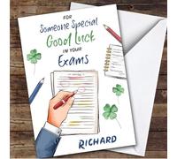 Personalised Good Luck In Exams Card For Someone Special Hand Test | Custom Greetings Card For Good Luck In Exams Any Text Inside & Out