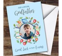 Personalised Good Luck In Your Exams Card For Godfather Photo Apple Books Blue | Custom Greetings Card For Good Luck In Your Exams Any Text