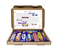 Personalised Good Luck New Job Sorry your leaving Treat Box Letterbox Gift Hug in a Box Hamper Chocolate Poem Unique - Red - From We/Us