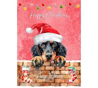 Personalised Gordon Setter Dog Art Christmas Card - Custom Xmas Card for Him Her Male Female Dog Pet