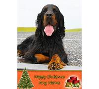Personalised Gordon Setter Dog Christmas Card (Happy Christmas, Any Name) - Custom Xmas Card for Him or Her Male Female Kids Boys Girls