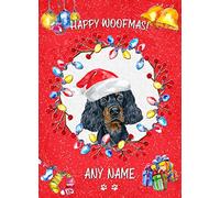 Personalised Gordon Setter Dog Christmas Card (Woofmas) - Custom Xmas Card for Him or Her Male Female Kids Boys Girls