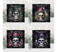 Personalised - Gothic Creepy Santa Skulls - Christmas Card. Embrace the Dark Side This Holiday Season with Gothic Christmas Cards!