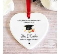 Personalised Graduate Gift, Graduate Porcelain Heart, College University Friends Gift, Graduation Bauble, Ceramic Graduation Keepsake Tag