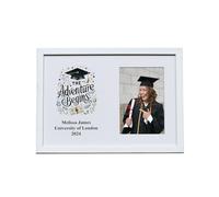 Personalised Graduation 6x4 inch Photo Frame, Wooden, White Finish, Customisable Sentiment