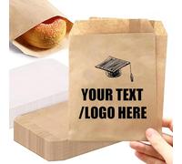 Personalised Graduation & Back to School Paper Bags, 13x18cm, Custom Printed Photo/Text/School Logo Candy Cookie Bags for 2025 Class School Party, Buffet Treats, Student Teacher Gift Favours