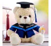 Personalised Graduation Bear - White Teddy Stuffed Animal Gift for Him/Her 2025 High School/College/Masters (10-IN-Text)