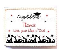 Personalised Graduation Cake Topper - A4 Rectangle - Icing or Wafer - Your Text (Edible Wafer)