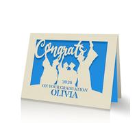 Personalised Graduation Card Congratulations Card Gifts Graduation Gifts Presents Laser Paper Cut 2026 Graduations Greeting Cards for Him Her Male Female Son Daughter Granddaughter (Blue)