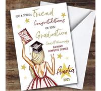 Personalised Graduation Card For Friend Blonde Girl | Custom Greetings Card For Graduation Any Text Inside & Out