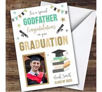 Personalised Graduation Card For Godfather Photo Books Hat | Custom Greetings Card For Graduation Any Text Inside & Out