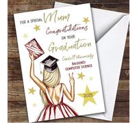 Personalised Graduation Card For Mum Blonde Girl | Custom Greetings Card For Graduation Any Text Inside & Out