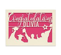 Personalised Graduation Cards for Graduates Students Him Her Daughter Son Friends Congratulations Laser Paper Cut Class of 2025 Greeting Cards with Envelope and Any Name (Fuchsia)