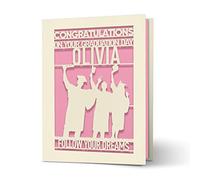 Personalised Graduation Cards for Him Her Daughter Son Graduates Students Congratulations Laser Paper Cut Class of 2024 Greeting Cards with Envelope and Any Name (Pink)