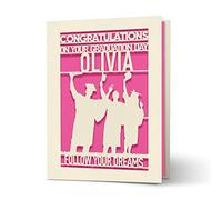 Personalised Graduation Cards for Him Her Daughter Son Graduates Students Congratulations Laser Paper Cut Class of 2026 Greeting Cards with Envelope and Any Name (Fuchsia)