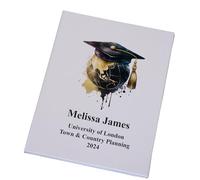 Personalised Graduation Certificate Holder, Linen Cover, Photo Space, A4 Size (Globe)