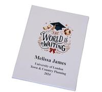 Personalised Graduation Certificate Holder, Linen Cover, Photo Space, A4 Size (World Is Waiting)