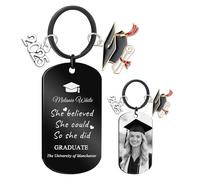 Personalised Graduation Gifts for Her Him, Custom Photo Graduation Keyring for Children, Students, Daughter, Son, Class of 2025 Graduate High School College Leavers Inspirational Gifts