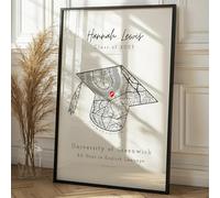 Personalised Graduation Map | Framed & Prints Available | Universities & Colleges Gift with Wooden Frame Options University Degree Graduate College Location For Him For Her High School Present Campus