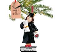 Personalised Graduation Ornament Class of 2025 - Fast & Free 24h Customisation - High School Senior Christmas Ornaments for Tree - Custom Gift Wrapped Girl in Grad Gown Keepsake for Graduates