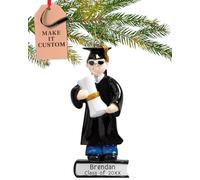 Personalised Graduation Ornament Class of 2025 - Fast & Free 24h Customisation - High School Senior Christmas Ornaments for Tree - Custom Gift Wrapped Guy In Grad Gown Keepsake for Graduates