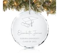 Personalised Graduation Ornament Class of 2026 or 2025 | Fast 24h Customised, Laser Engraved Glass Masters Degree Christmas Ornaments for Tree | Custom Grad Scroll Gift Keepsake for Graduates