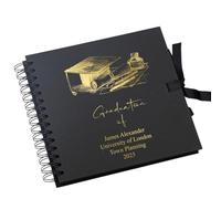 Personalised Graduation Scrapbook, Spiral Bound Photo Album, Metallic Foil Kraft Memory Book