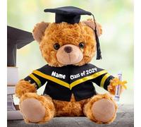 Personalised Graduation Teddy Bear 2025, Graduation Gifts for Him & Her with Text, Brown Graduation Bear as Personalised Kindergarten College Graduation Gift for Girls/Boy Graduation Day (10IN-Text)
