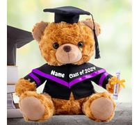 Personalised Graduation Teddy Bear 2025, Graduation Gifts for Him & Her with Text, Brown Graduation Bear as Personalised Kindergarten College Graduation Gift for Girls/Boy Graduation Day (8IN-Text)