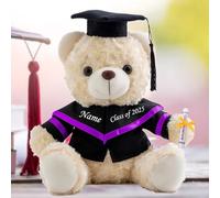 Personalised Graduation Teddy Bear 2025, Graduation Gifts for Him & Her with Text, White Graduation Bear as Personalised Kindergarten College Graduation Gift for Girls/Boy Graduation Day (8-IN-Text)