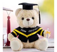 Personalised Graduation Teddy Bear 2025, Graduation Gifts for Him & Her with Text, White Graduation Bear as Personalised Kindergarten College Graduation Gift for Girls/Boy Graduation Day (8-IN-Text)