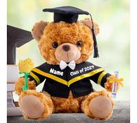 Personalised Graduation Teddy Bear, Graduation Gifts for Her with Text, Brown Graduation Bear with Rose & Bow as Kindergarten College Graduation Gifts for Girls/Boy Graduation Day 2025 (8IN-Text)