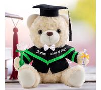 Personalised Graduation Teddy Bear, Graduation Gifts for Her with Text, White Graduation Bear with Rose & Bow as Kindergarten College Graduation Gifts for Girls/Boy Graduation Day 2025 (8-IN-Text)