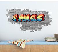 Personalised Graffiti Brick & Name Wall art Sticker 95cm (w) x 46cm (h) ,TR34b/w