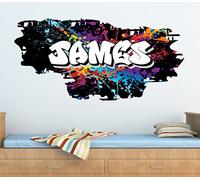 Personalised Graffiti Paint Splat Brick & Name Wall Art Sticker 95cm (w) x 46cm (h),TR46