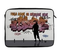 Personalised Graffiti Tablet Sleeve Laptop Case Boys iPad Zip Pouch Subway Protective Carry Travel Bag Birthday Gift SH118 (Large 14" - 15.6")