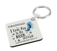 Personalised Grandad I love You To The Moon And Back, Father's Day Gift, Key Ring Keychain A5, MDF Key ring. (MDF Keyring) (MDF Keyring)