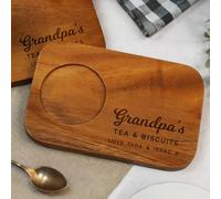 Personalised Grandad's Tea & Biscuits Board, Custom Acacia Wood Engraved Snack Board, Grandad Gift for Birthday, Father's Day, Christmas