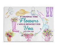Personalised Grandma Chopping Board Floral Glass Worktop Saver Cutting Kitchen Surface Protector - 30 x 40cm Nanny Birthday Gift KC67