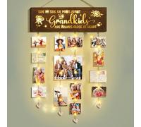 Personalised Grandma Christmas Picture Frame Gifts with Clip and Light String, Light Up Photo Frame Birthday Grandma Presents from Grandchildren Granddaughter, DIY Hanging Photo Holder