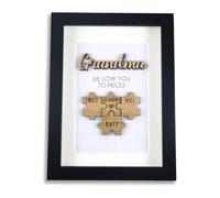 Personalised Grandma Nana Jigsaw Frame 'We Love You To Pieces' Wooden Mothers Day Christmas Birthday Puzzle Pieces Family Box - Add your family names
