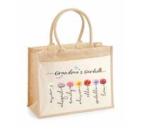 Personalised Grandma's Garden Jute Bag - Custom Shopping Bag for Nan, Granny Bag, Style 1
