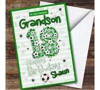 Personalised Grandson 18th Birthday Card Football Patterned Foil Balloon | Personalised Birthday Card For Grandson, Him, Teenagers, 18th, Football, Sports & Games, Milestone Birthdays