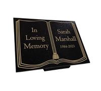 Personalised Granite Memorial Plaque, Book, Bible, Engraved, 29x21cm, Gold Lettering, Crematorium, Grave Marker, Garden Memorial