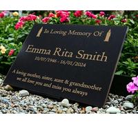 Personalised Granite Memorial Plaque Candlestick, Engraved, 29x21cm, Gold Lettering, Crematorium, Grave Marker, Garden Memorial